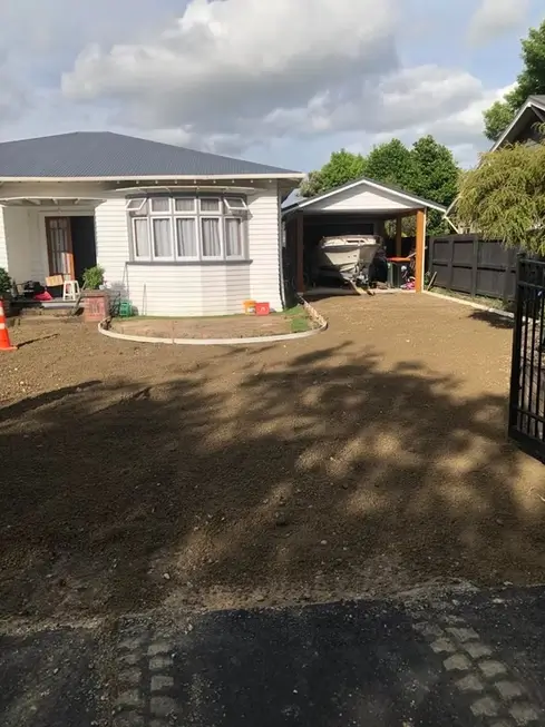 Cleared ground prepared by Manawatu Concrete, ready for driveways cement pouring.